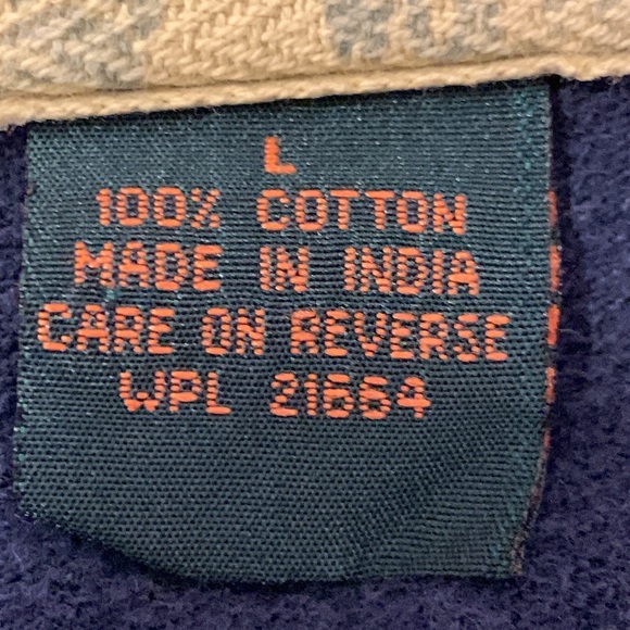 Wolverine Mens 5 Button Pullover Shirt Size L Long Sleeve dark blue and tan - Picture 6 of 11